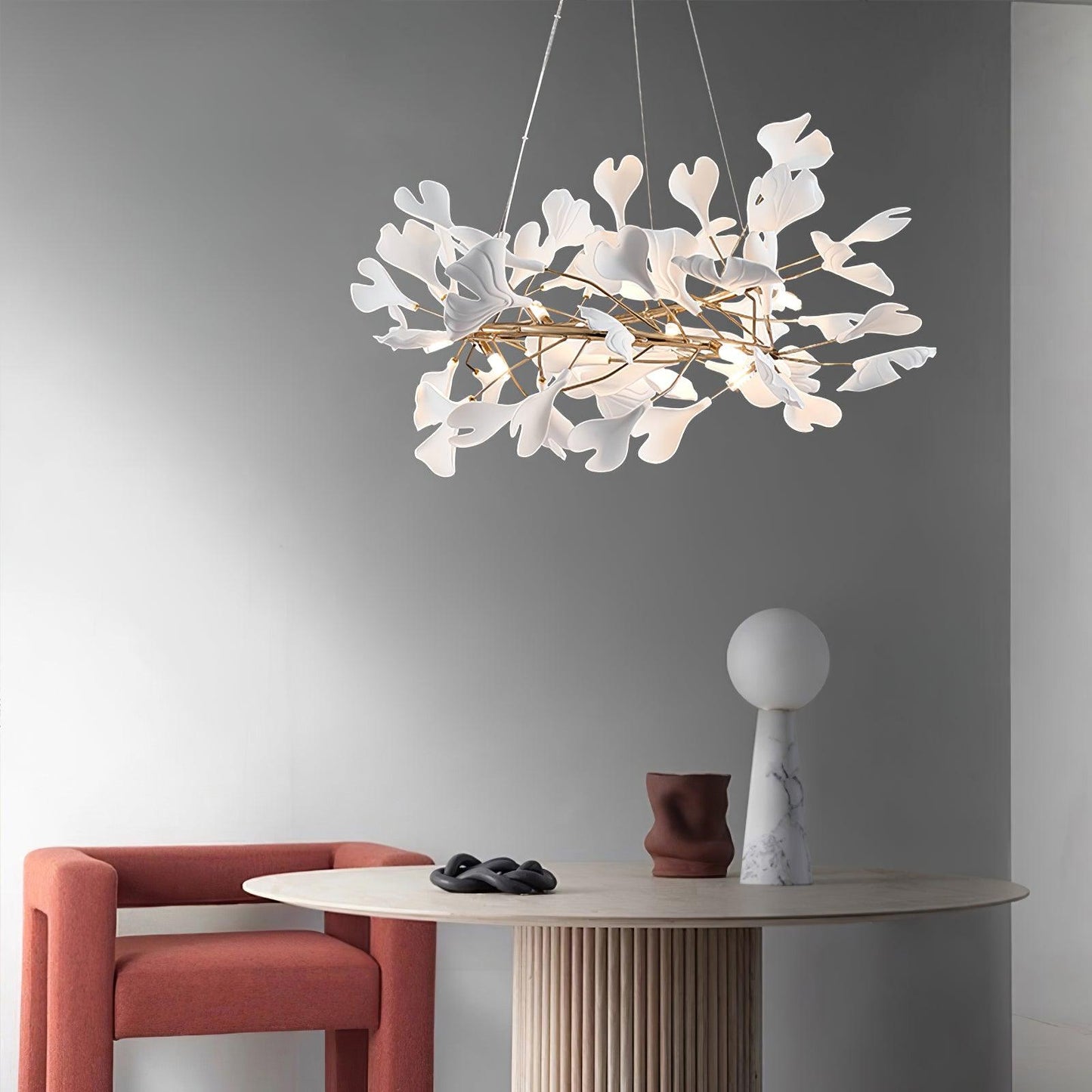 Olivia Modern Golden LED Chandelier Ceramic