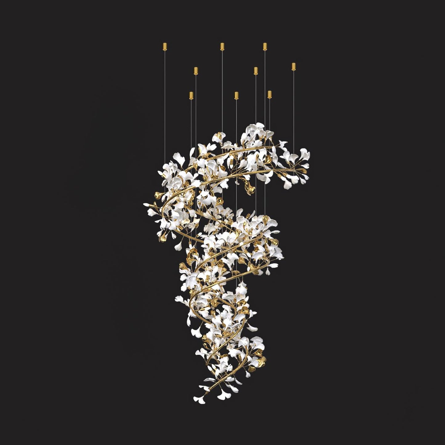 Olivia Modern Gold Staircase Chandelier, Metal & Ceramic