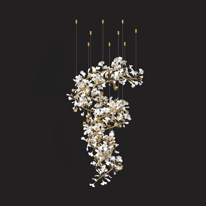 Olivia Modern Gold Staircase Chandelier, Metal & Ceramic