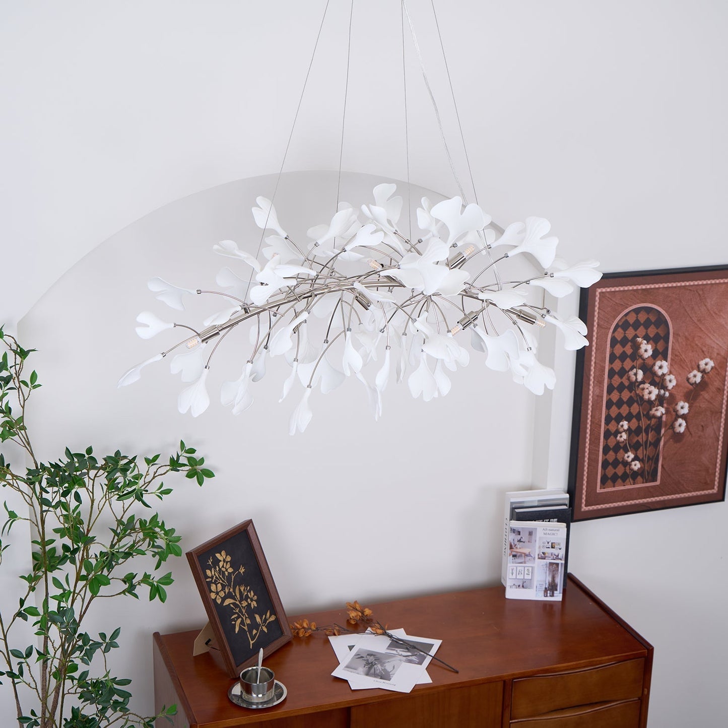 Arux Gingko Chandelier Art Deco Bent Downwards