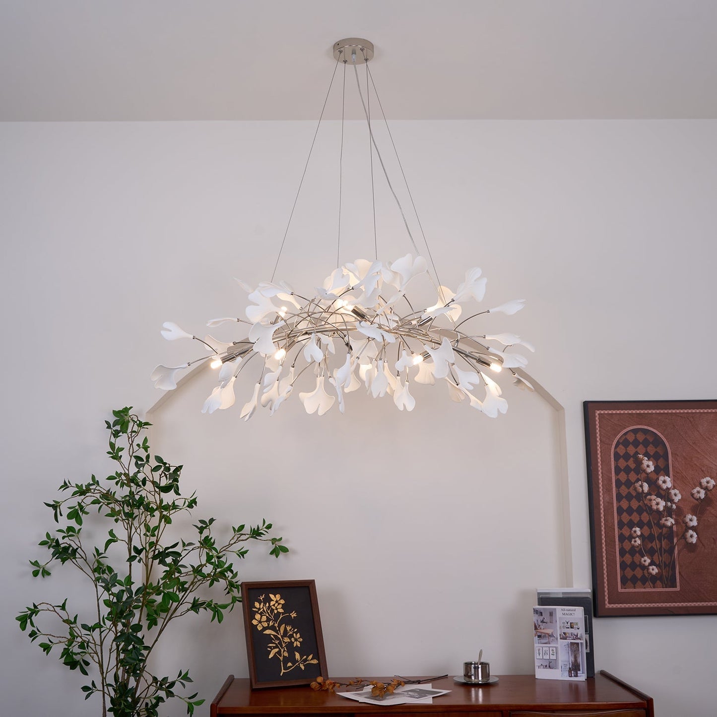 Arux Gingko Chandelier Art Deco Bent Downwards