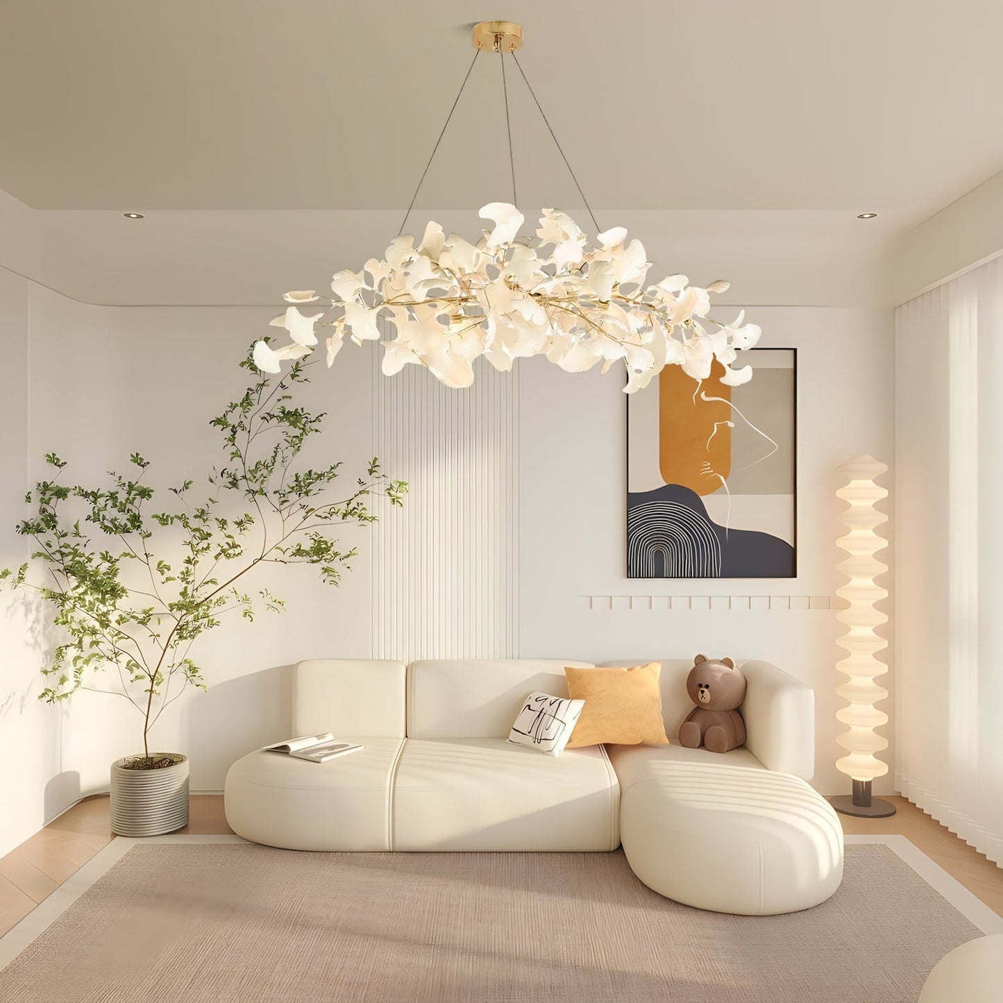 Arux Gingko Chandelier Art Deco Bent Downwards