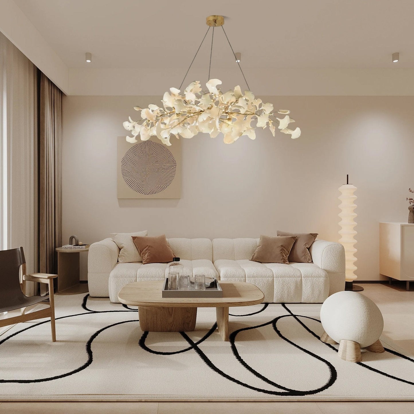 Arux Gingko Chandelier Art Deco Bent Downwards