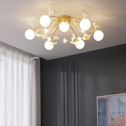Olivia Nordic Multi Globe Metal/Ceramic Flush Mount Ceiling Light, White/Gold