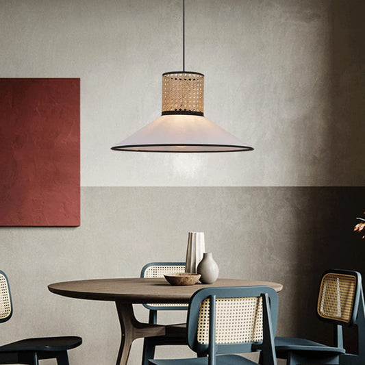 Ritta Modern rotan/stof hanglamp, wit
