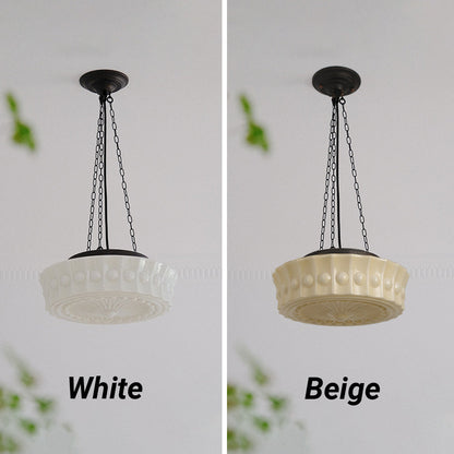 Valentina Vintage French Country Dome Pendant Light, White/Beige