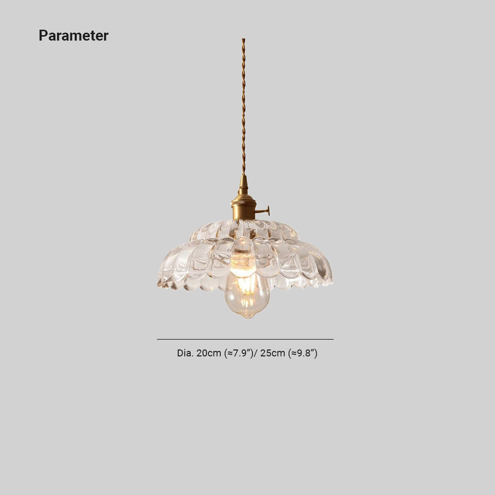 Valentina Vintage Pendant Light Clear Metal/Glass Bedroom/Dining Room