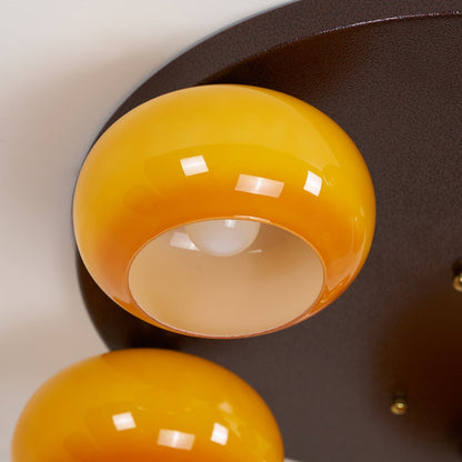 Plafonnier encastré Aurevo à 5 lumières en verre ambré
