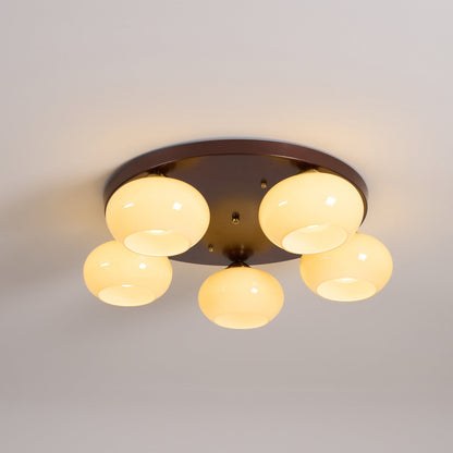 Plafonnier encastré Aurevo à 5 lumières en verre ambré