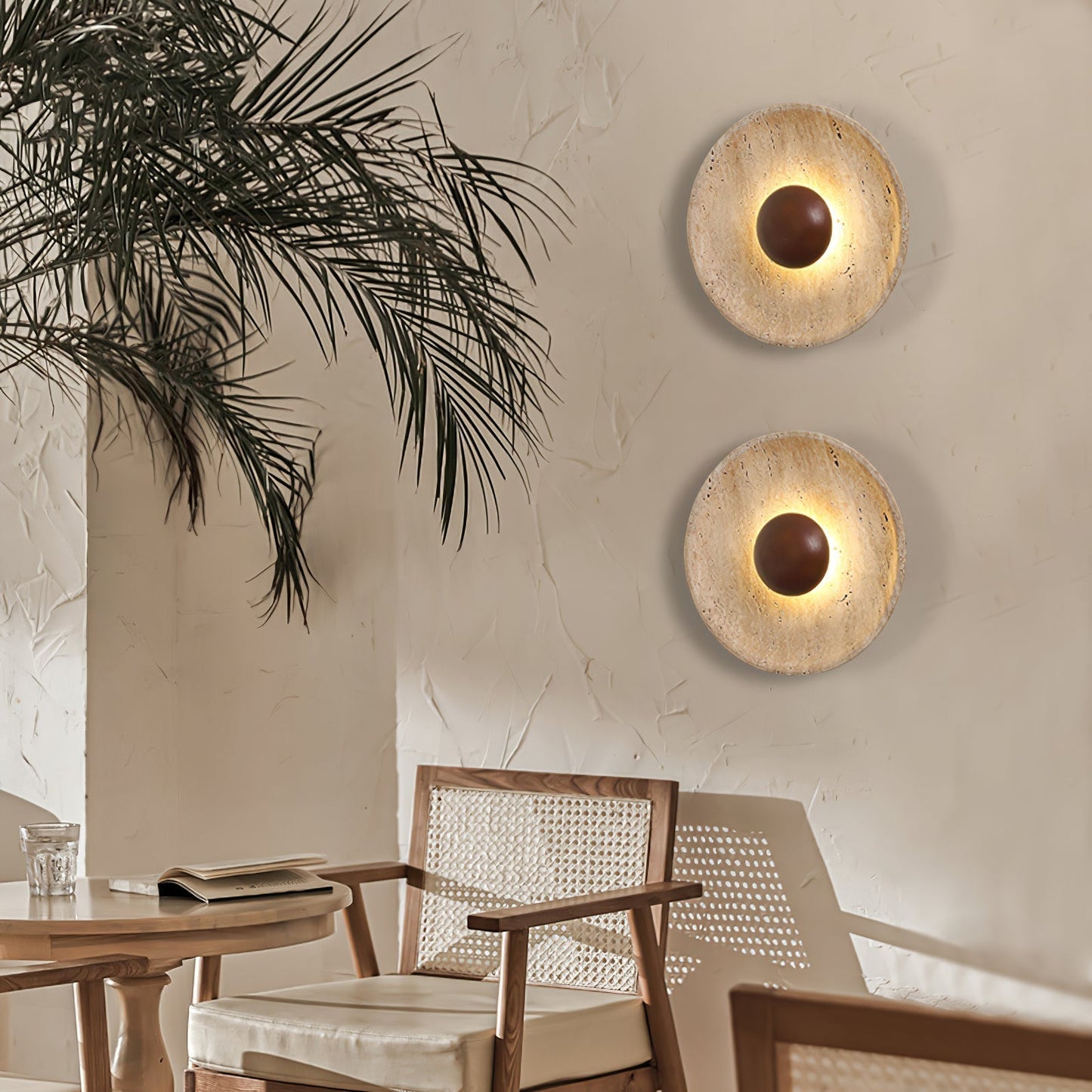 Ritta Sun  Travertine Wall Lamp