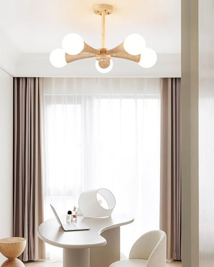 Ritta Flush Mount Ceiling Light Wood Travertine