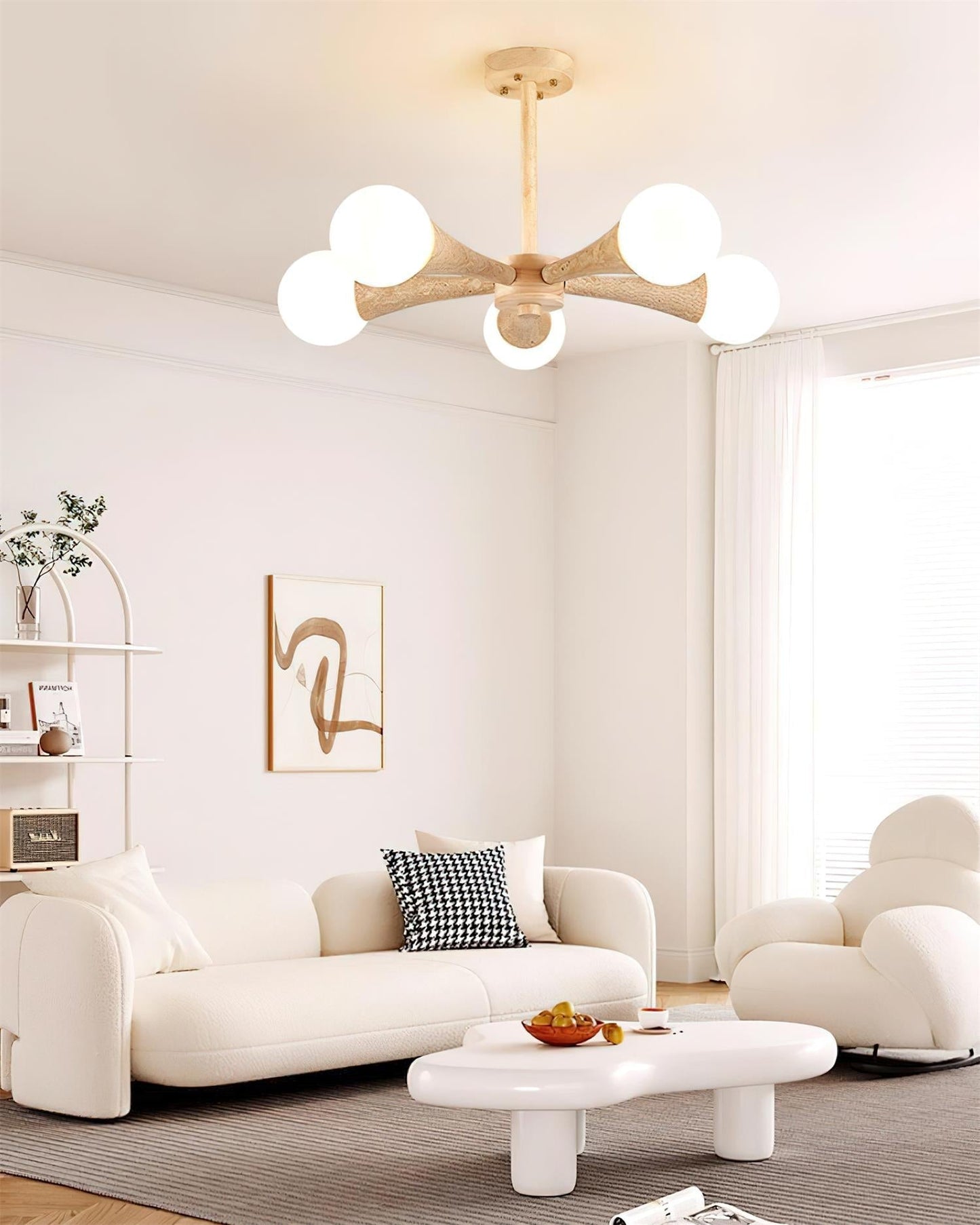 Ritta Flush Mount Ceiling Light Wood Travertine