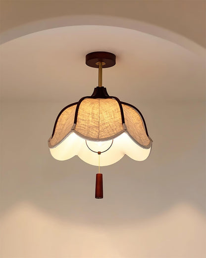 Givola Vintage Fabric Semi Flush Mount Ceiling Light