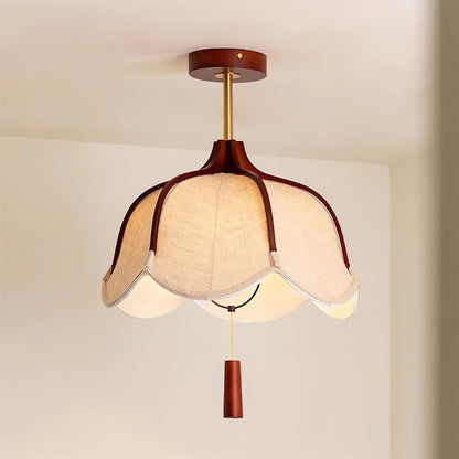 Givola Vintage Fabric Semi Flush Mount Ceiling Light