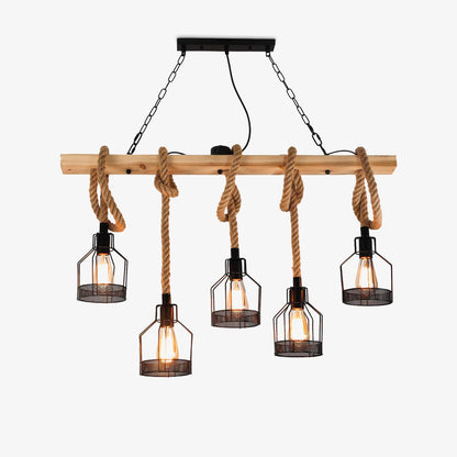 Quoro Hemp Rope Industrial Grenade Chandelier