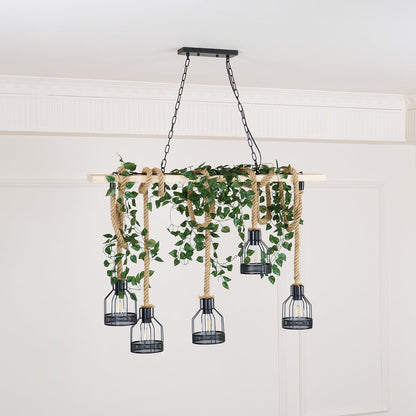 Quoro Hemp Rope Industrial Grenade Chandelier