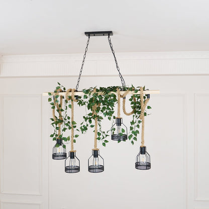 Quoro Hemp Rope Industrial Grenade Chandelier