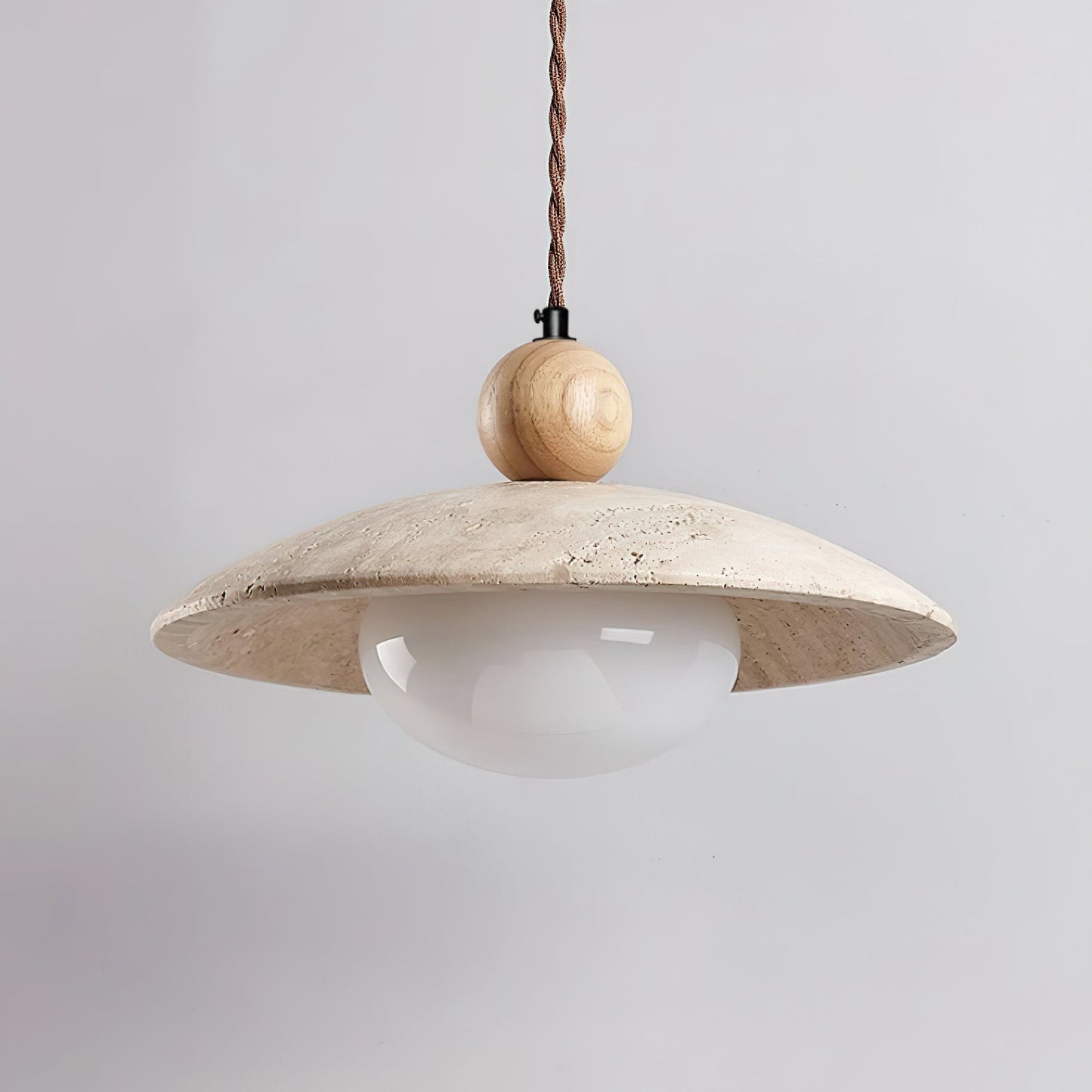 Travaro Travertine Pendant Light with Wooden Accent