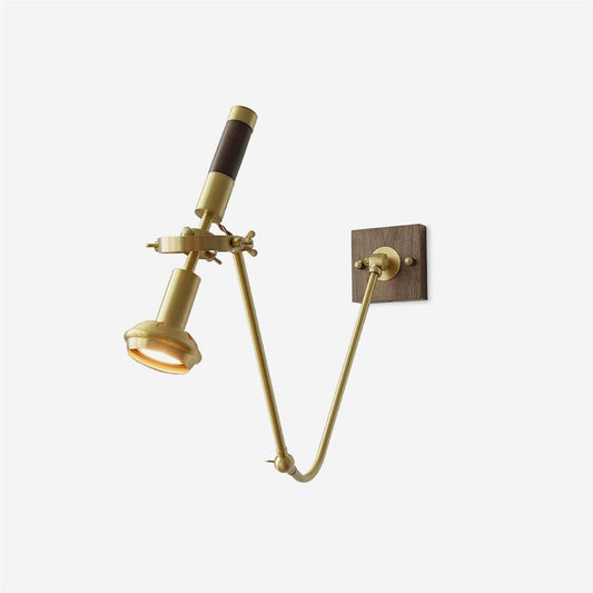 Wandlamp Verstelbaar Messing Walnoot Vintage Spotlight Industriële Taak Schans