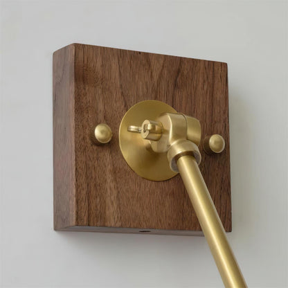 Wall Lamp Adjustable Brass Walnut Vintage Spotlight Industrial Task Sconce