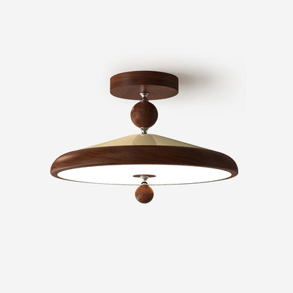 Plafonnier rond Belano avec cadre en bois