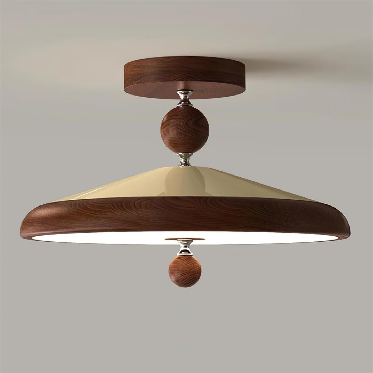 Plafonnier rond Belano avec cadre en bois