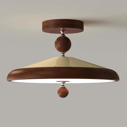 Plafonnier rond Belano avec cadre en bois