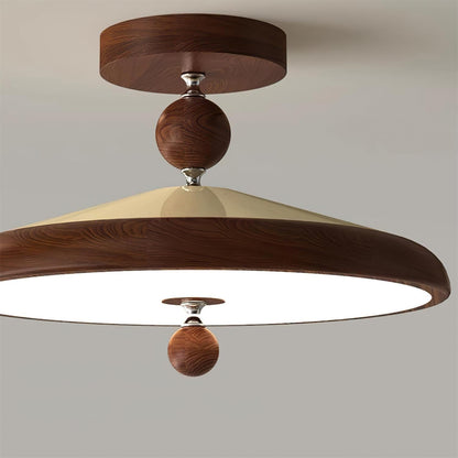 Plafonnier rond Belano avec cadre en bois