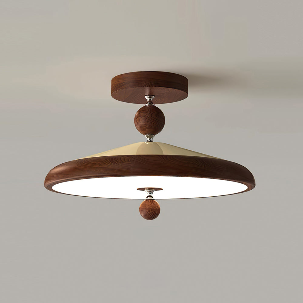 Plafonnier rond Belano avec cadre en bois