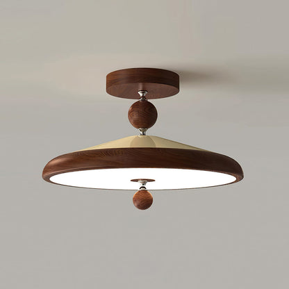Plafonnier rond Belano avec cadre en bois