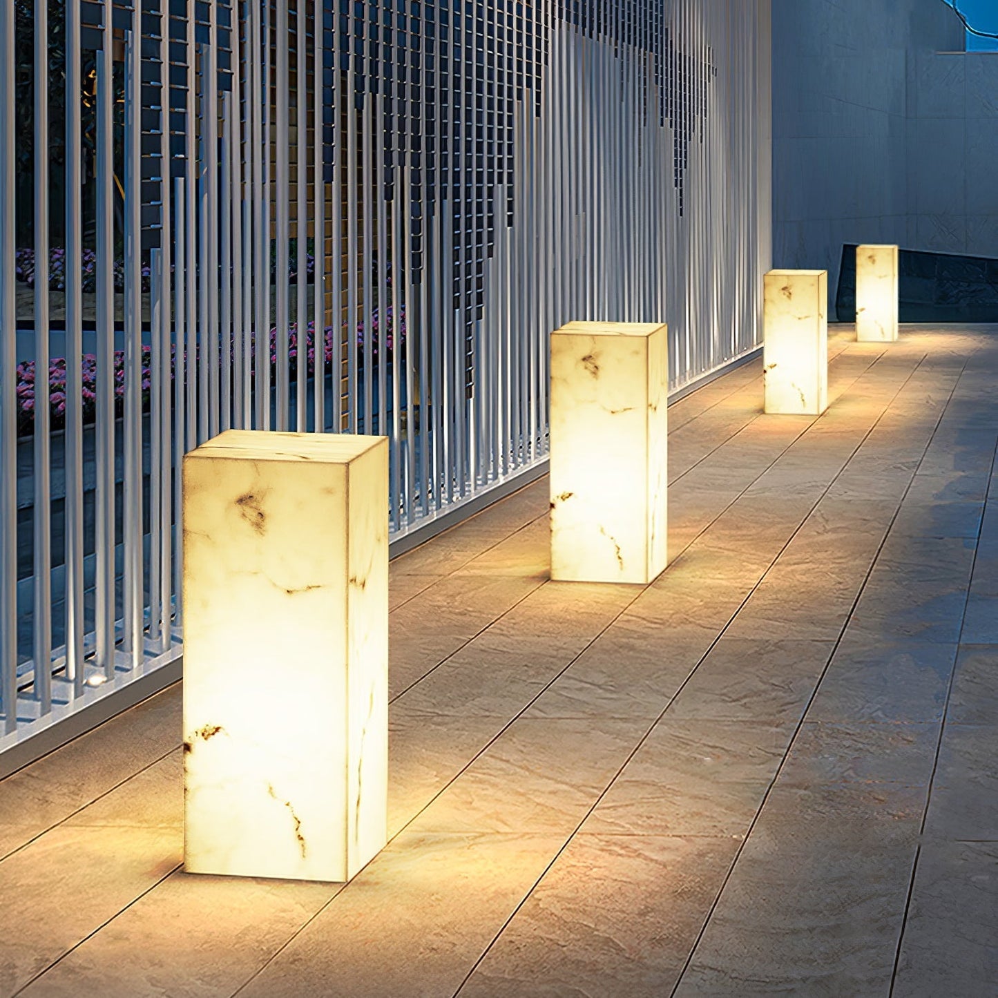 Ray Imitation Marble Cube Outdoor Light