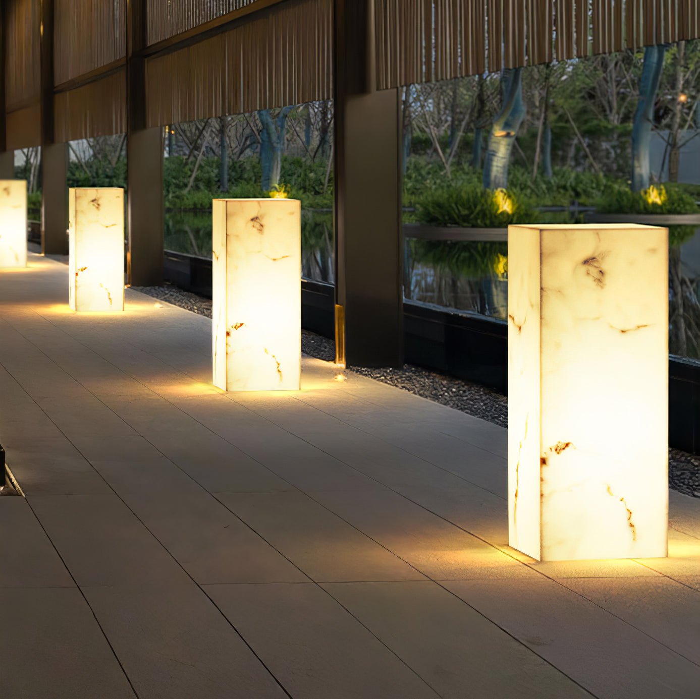 Ray Imitation Marble Cube Outdoor Light