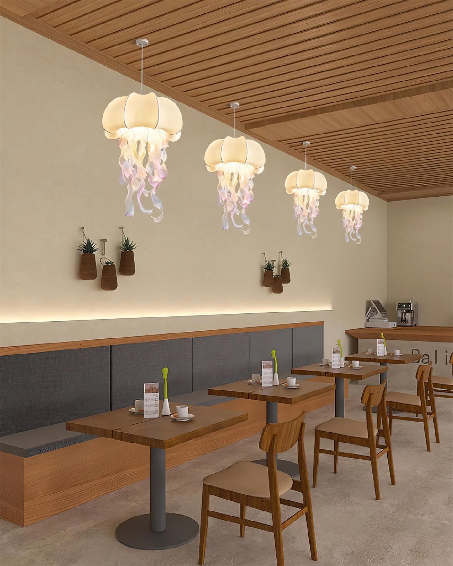 Jellyfish Pendant Light with Iridescent Ribbons