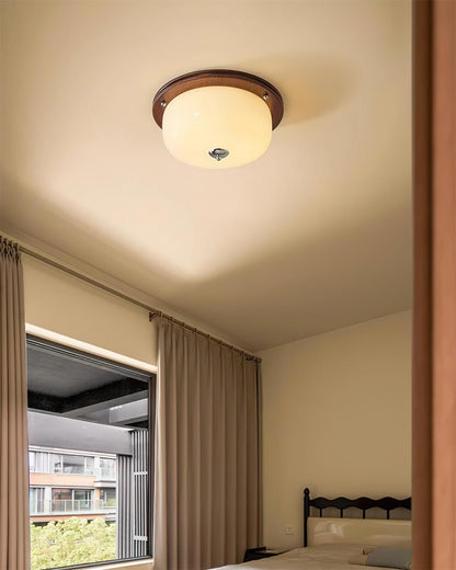 Ceiling Light Glass Flush Mount Modern Minimalist Walnut Brown