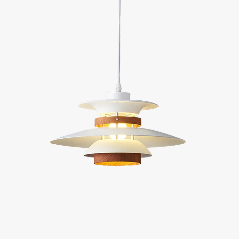 Valentina Moderne Pendelleuchte Schwarz/Weiß/Holz Metall Esszimmer