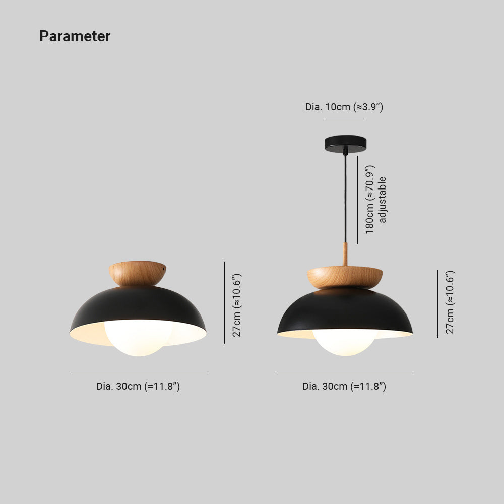 Muto Nordic Suspension/Plafonnier Bois/Métal Noir Cuisine Balcon