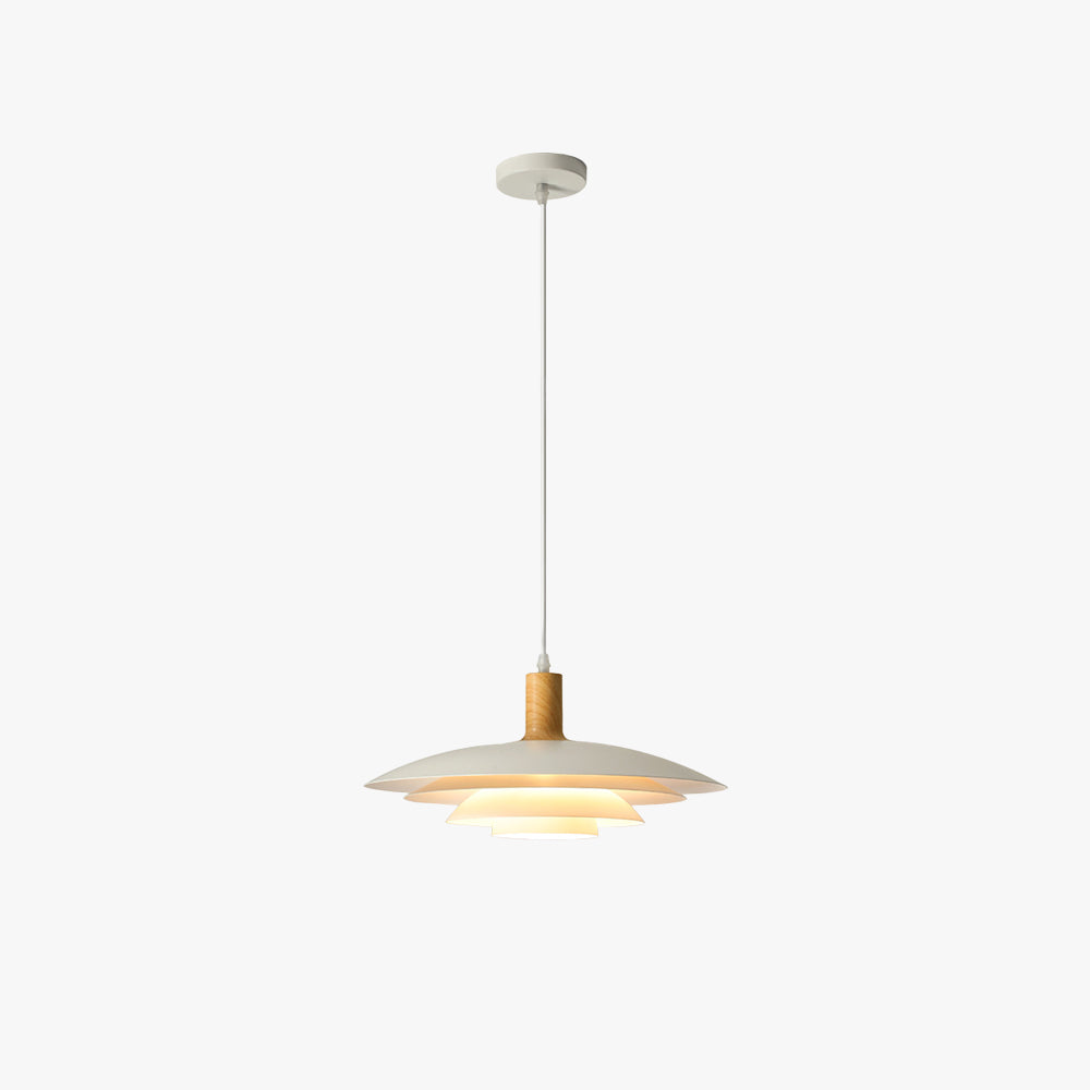 Moderne LED-Pendelleuchte Valentina aus weißem Holz und Metall für Schlafzimmer