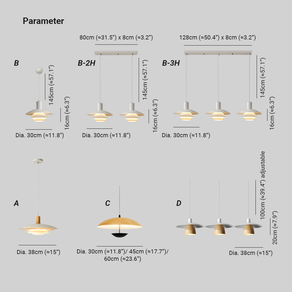 Moderne LED-Pendelleuchte Valentina aus weißem Holz und Metall für Schlafzimmer