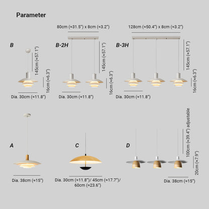 Moderne LED-Pendelleuchte Valentina aus weißem Holz und Metall für Schlafzimmer