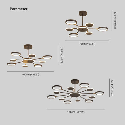 Arisha Modern Led Chandelier, Geometric, Black Dimmable