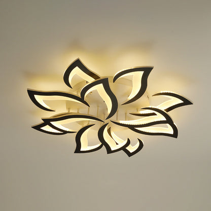 Arisha Elegant Flower Flush Mount Ceiling Light, White/Black