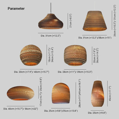 Lampe à suspension en papier rustique pastorale Muto Silkworm