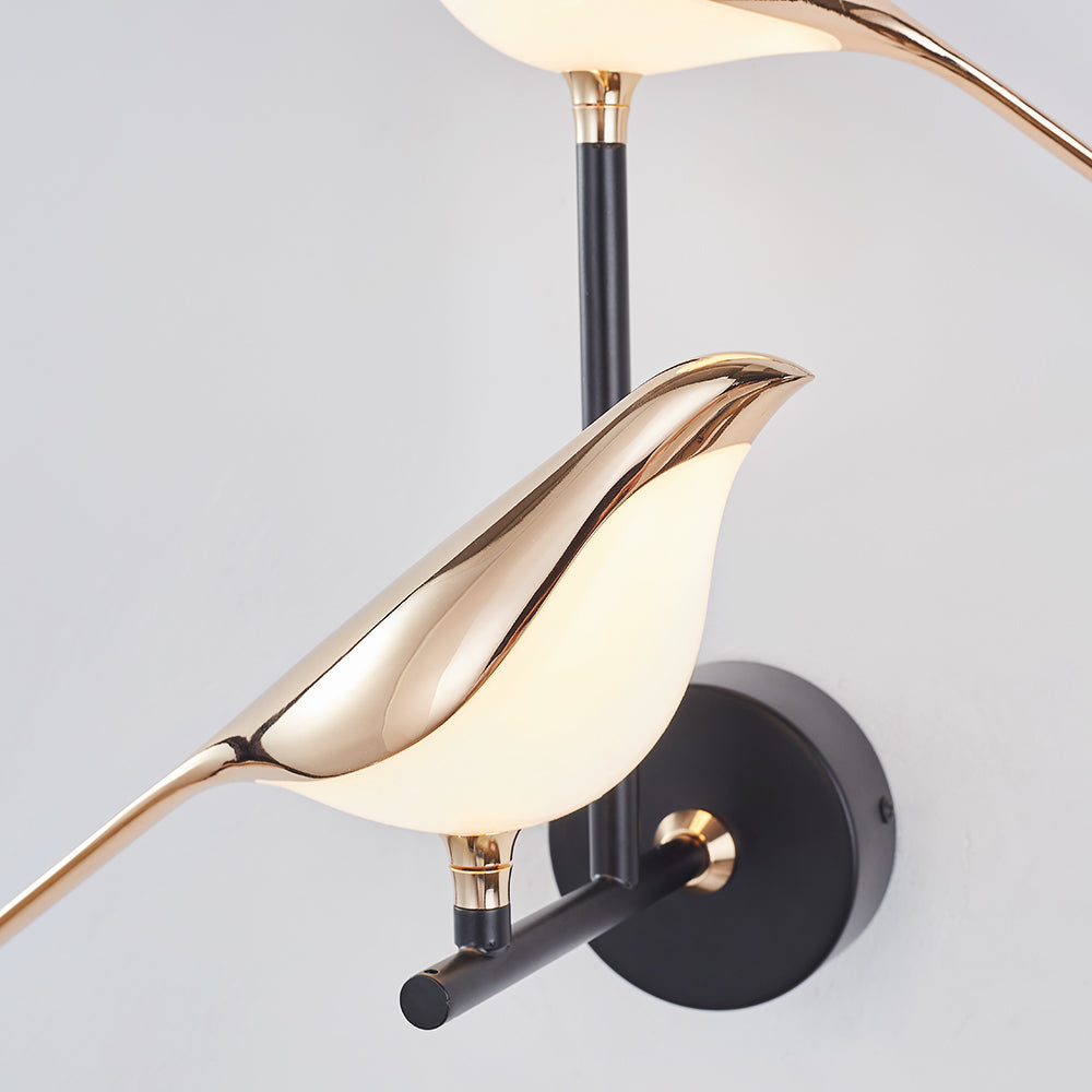 Arisha Minimalistische Elster-Vogel-Wandlampe aus Metall, Schlafzimmer