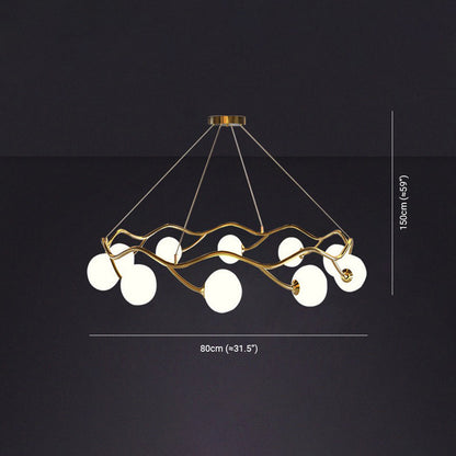 Valentina Modern Designe Wave Metal/Glass Pendant Light, White/Gold
