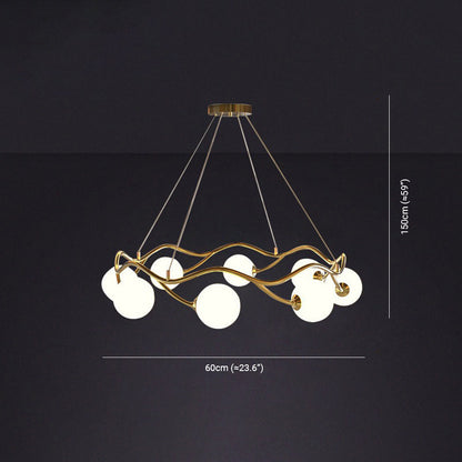 Valentina Modern Designe Wave Metal/Glass Pendant Light, White/Gold