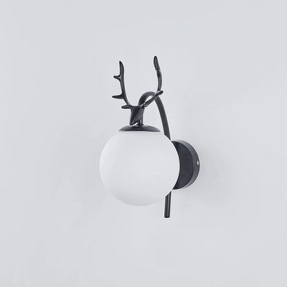 Valentina Modern Art-Deco Deer Bedside Wall Lamp, Black/Gold