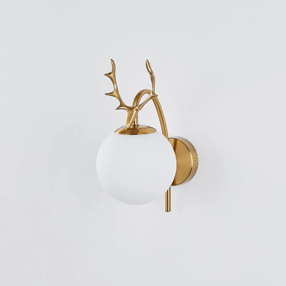 Valentina Modern Art-Deco Deer Bedside Wall Lamp, Black/Gold