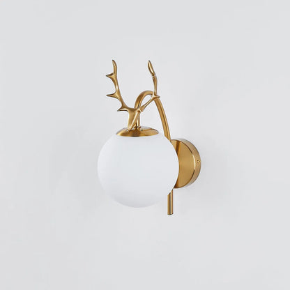Valentina Modern Art-Deco Deer Bedside Wall Lamp, Black/Gold