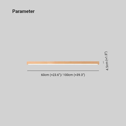 Arisha Linear Slim Ceiling Light, Wood