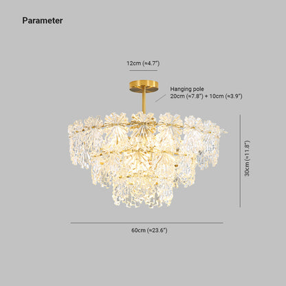 Kristy Elegant Gold Pendant Light 3 Rings, Metal/Glass